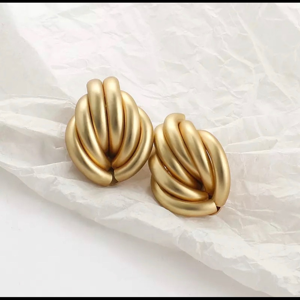 Geometric Drop Statement Earrings Gold Platted